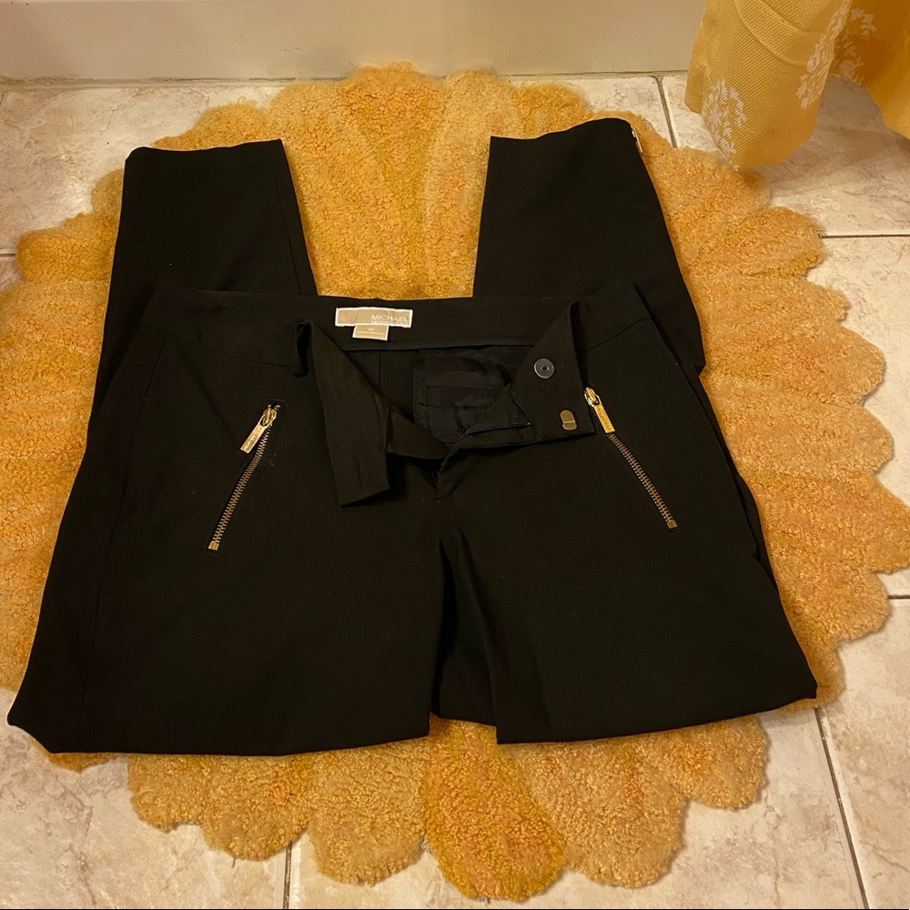 Michael kors black pants with gold zippers